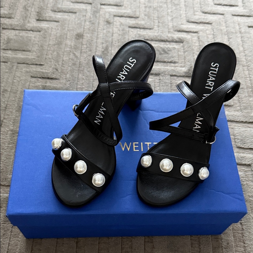 Brand New Stuart Weitzman Black Heels with Pearl Accents❤️